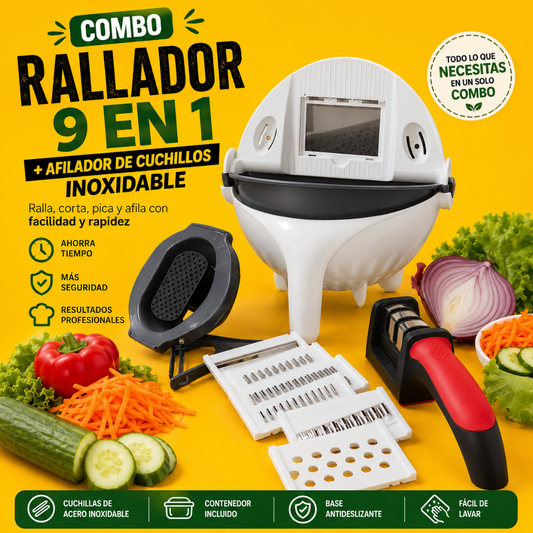 COMBO RALLADOR 9 EN 1 + AFILADOR